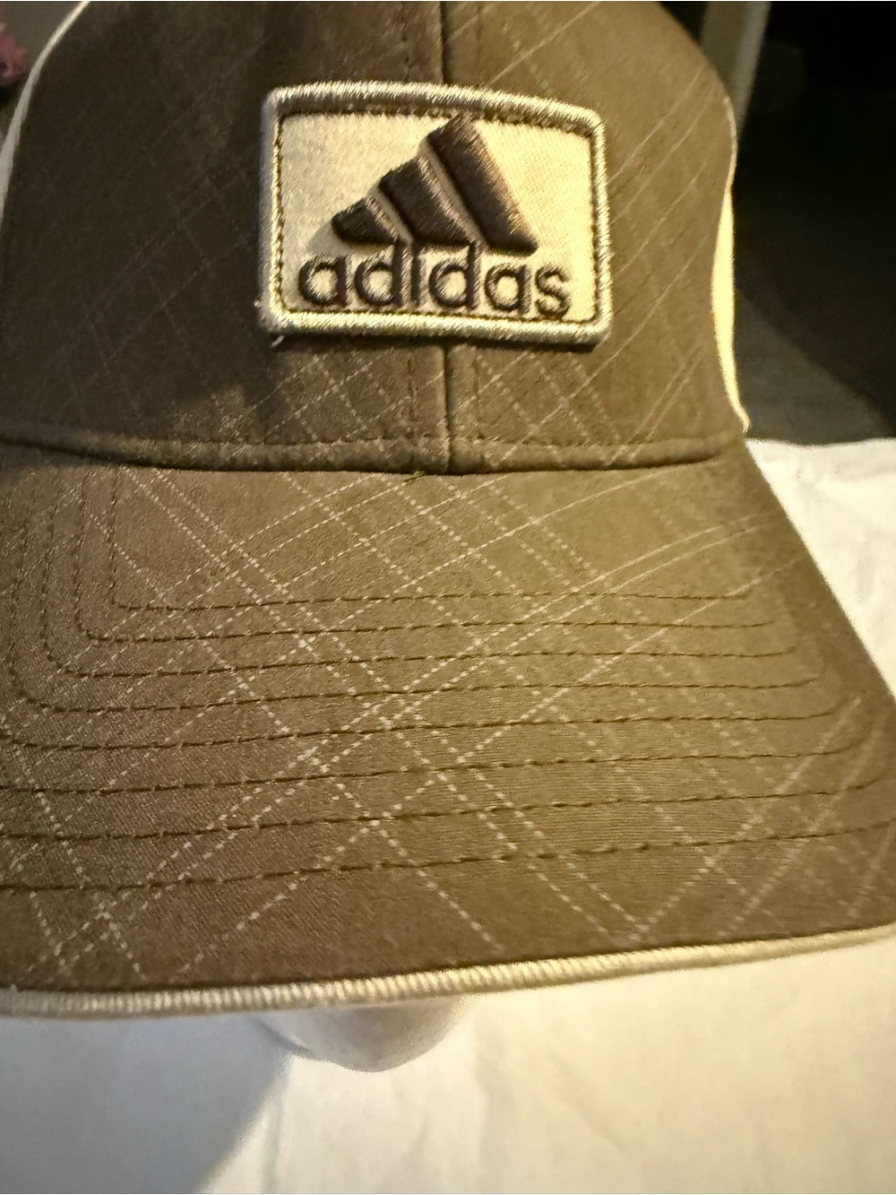 adidas Brown Diamond-Pattern Baseball Cap with Patch Logo